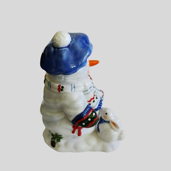 Priscilla Hillman Snow Folks Enesco "Lets Have A Ball" Vintage Snowman Figurine - Picture 3 of 9